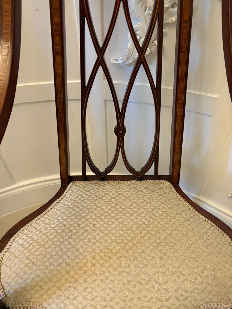 Unusual Antique Victorian Inlaid Mahogany Armchair - Image 11